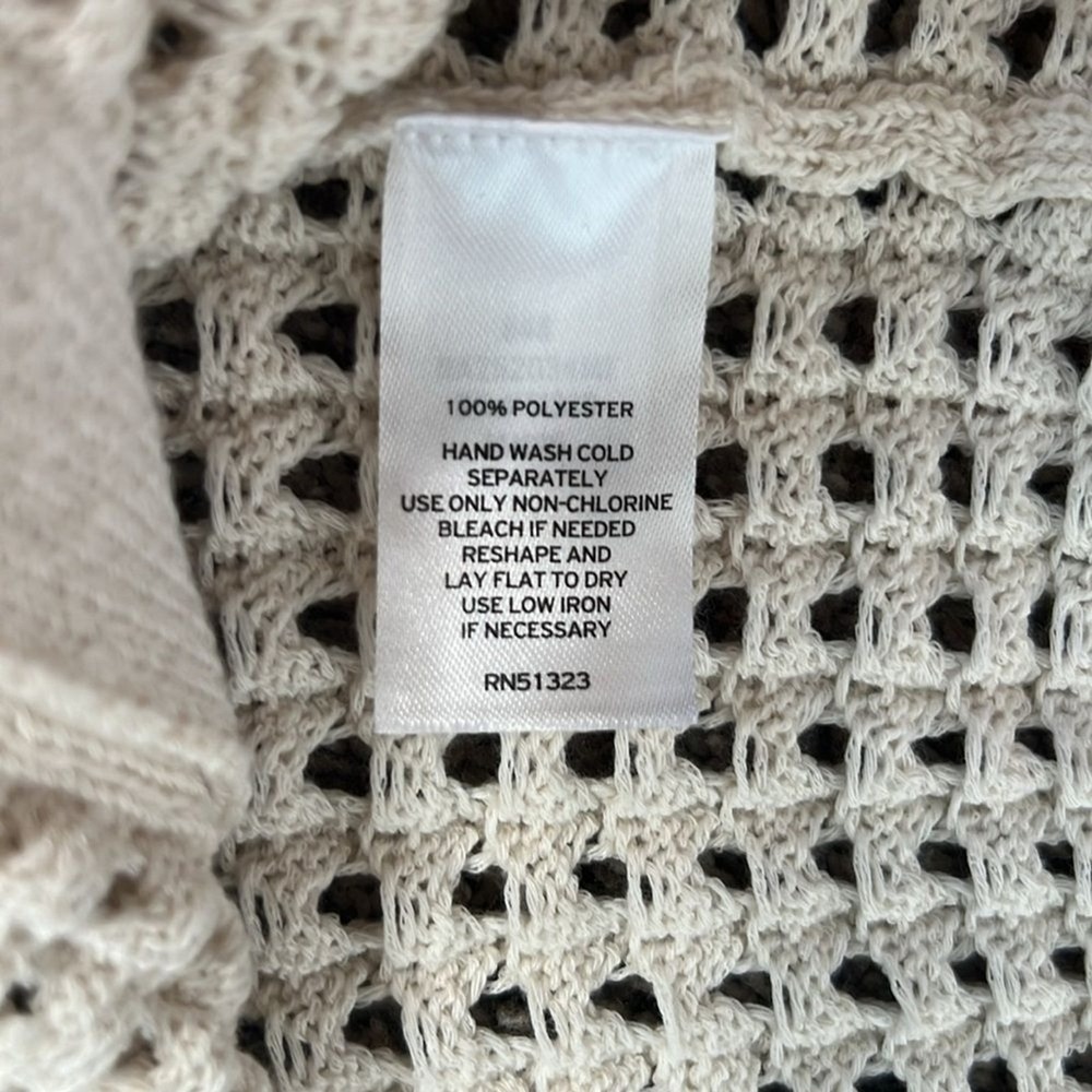 Halogen Open Weave Button Front Cardigan Cream L NWT Lightweight Layering - Picture 6 of 6